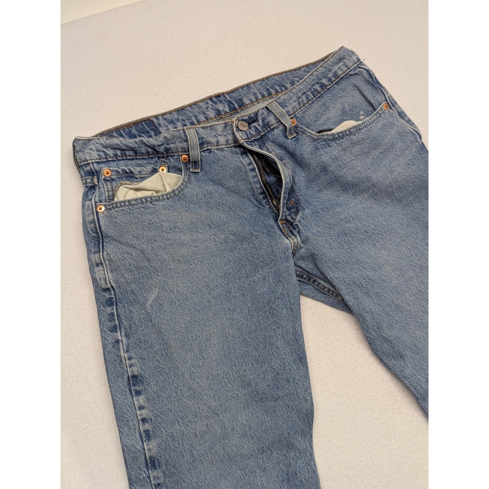Levis 502 Regular Taper Jeans Mens W32 L30 Light Wash Blue Denim Western